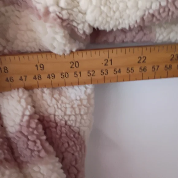 Wild Rose Sherpa Hoodie Women Small‎ Mauve Cream Floral Swirl Zip Up Jacket - Picture 6 of 10